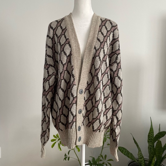 Vintage 70s/80s London Fog Geometric Print Cardigan Sweater